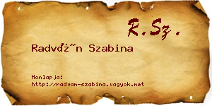 Radván Szabina névjegykártya